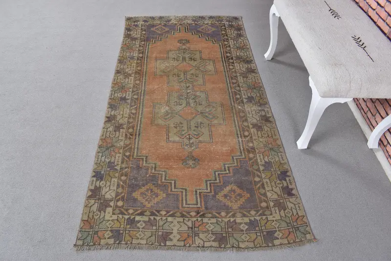 Turuncu, Yeşil Hayvan Baskılı Halı, 0,3x6,4 ft