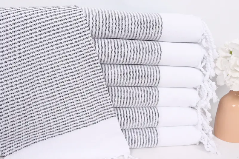 Small Bath Towels, Personalized Wedding Gift For Couple, Bridal Shower Gift, Wedding Favors, Monogrammed Hand Towel, 40x18 Cotton Striped Towel - 1