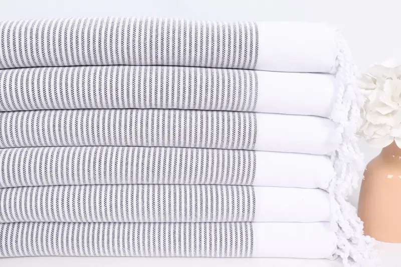 Small Bath Towels, Personalized Wedding Gift For Couple, Bridal Shower Gift, Wedding Favors, Monogrammed Hand Towel, 40x18 Cotton Striped Towel - 3
