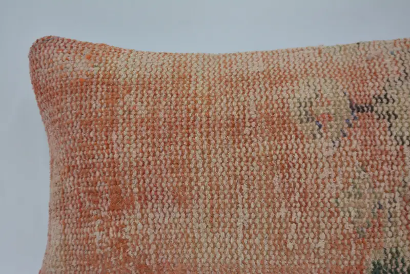 Gift Pillow, Ethnical Kilim Rug Pillow, 12x20 Orange Pillow Case, Pillow, Boho Pillow Sham Cover, Decorative Bolster Pillow Cover - 2
