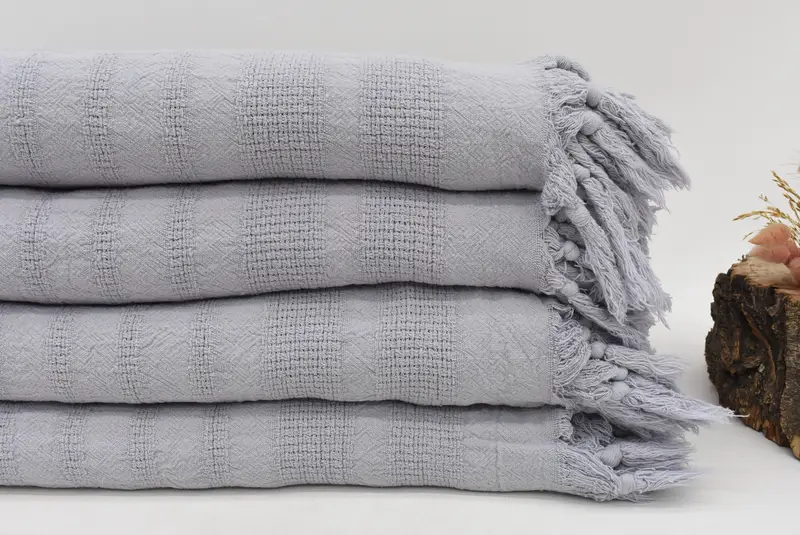 96x68 Cotton Stonewashed Striped Towel, Beach Wedding Favor, Custom Blanket, Tablecloth, Wedding Anniversary Gift, Grandma Gift, Woven Throw Blanket - 2
