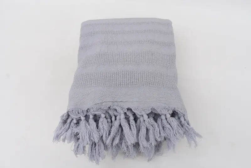 96x68 Cotton Stonewashed Striped Towel, Beach Wedding Favor, Custom Blanket, Tablecloth, Wedding Anniversary Gift, Grandma Gift, Woven Throw Blanket - 5
