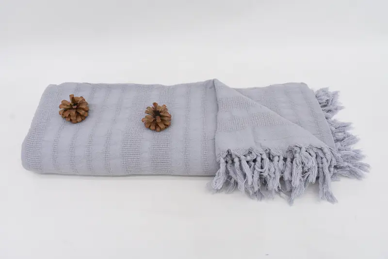 96x68 Cotton Stonewashed Striped Towel, Beach Wedding Favor, Custom Blanket, Tablecloth, Wedding Anniversary Gift, Grandma Gift, Woven Throw Blanket - 8