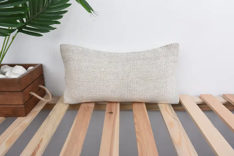 Kilim Cushion Sham, Comfy Throw Cushion Cover, Pillow for Sofa, 8x16 Beige Pillow Cover, Pillow, Vintage Pillow, Accent Pillow Sham - 1