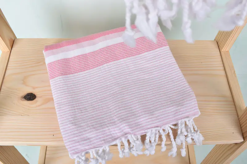 Large Turkish Towel, Handwoven organic Turkish towel for spa, Hammam towel, Bachelor Party Favors, 68x40 Cotton Striped Towel, Sand-resistant towel - 5