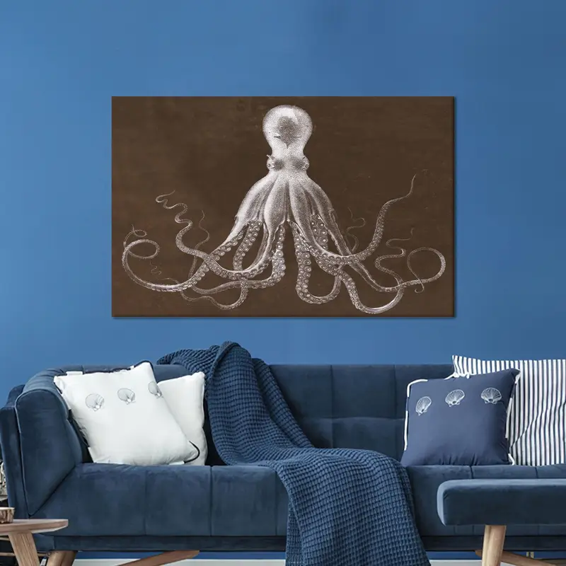 Modern Octopus Underwater Canvas: Trendy Bodner Art Print