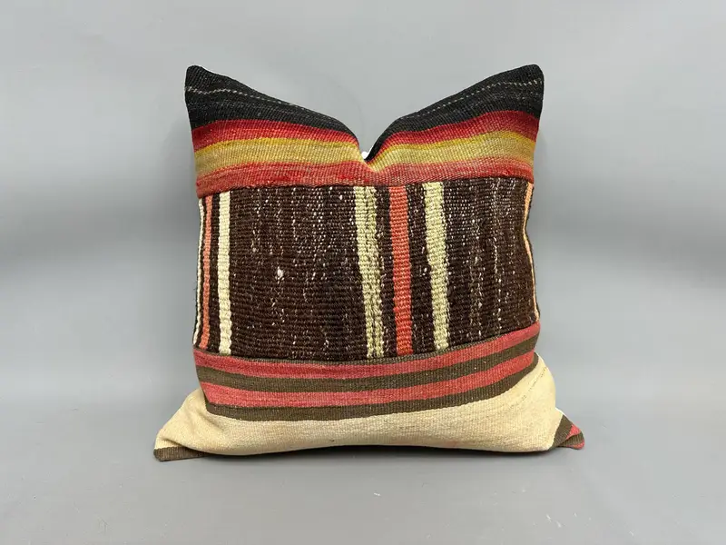 Gift Pillow, Throw Kilim Pillow, 24x24 Beige Pillow, Pillow Case, Vintage Kilim Throw Pillow, Outdoor Throw Cushion Case, Tapestry Cushion Cover - 1