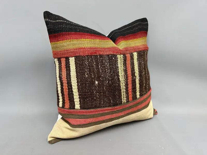 Gift Pillow, Throw Kilim Pillow, 24x24 Beige Pillow, Pillow Case, Vintage Kilim Throw Pillow, Outdoor Throw Cushion Case, Tapestry Cushion Cover - 2