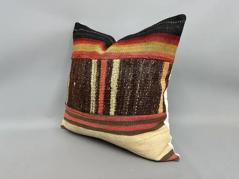 Gift Pillow, Throw Kilim Pillow, 24x24 Beige Pillow, Pillow Case, Vintage Kilim Throw Pillow, Outdoor Throw Cushion Case, Tapestry Cushion Cover - 3