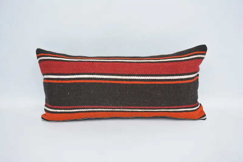 12x24 Red Pillow Cover, Handmade Kilim Cushion, Neutral Throw Pillow Case, Cushion Cover, Vintage Pillow, Turkish Pillow, Toss Pillow Case - 1
