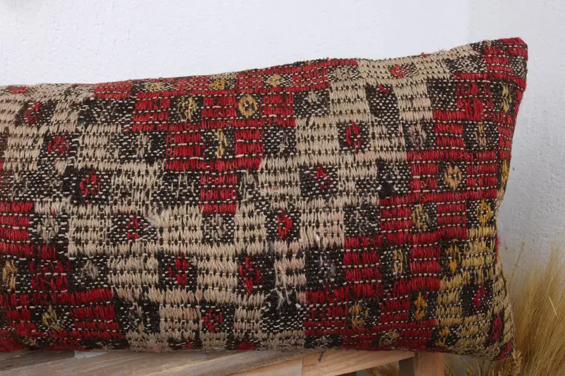 Pillow for Couch, Pillow Sham, Vintage Kilim Throw Pillow, 12x36 Red Pillow Cover, Meditation Pillow Case, Retro Pillow Cover, Boho Pillow - 5