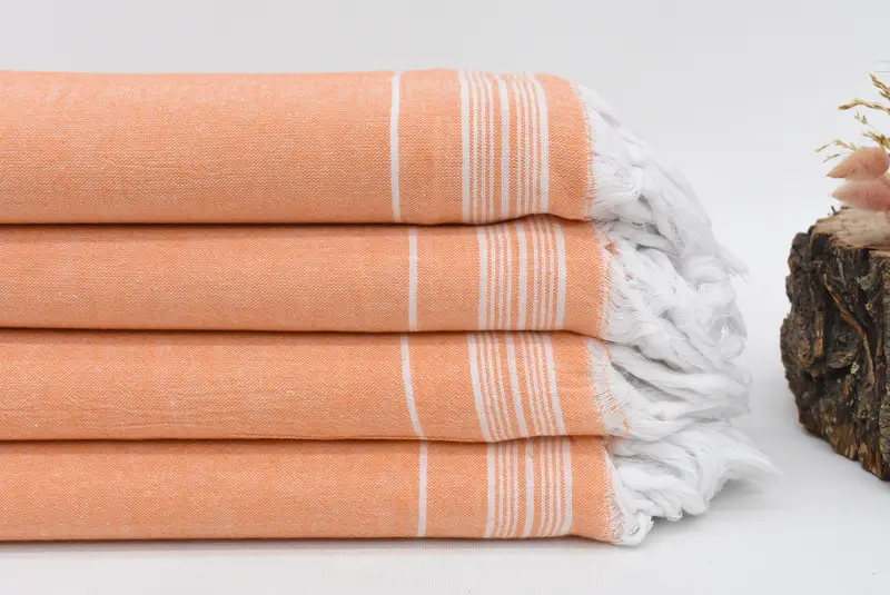 Picnic Blanket, Orange Bedsheet, Turkish Blanket, 90x60 inches