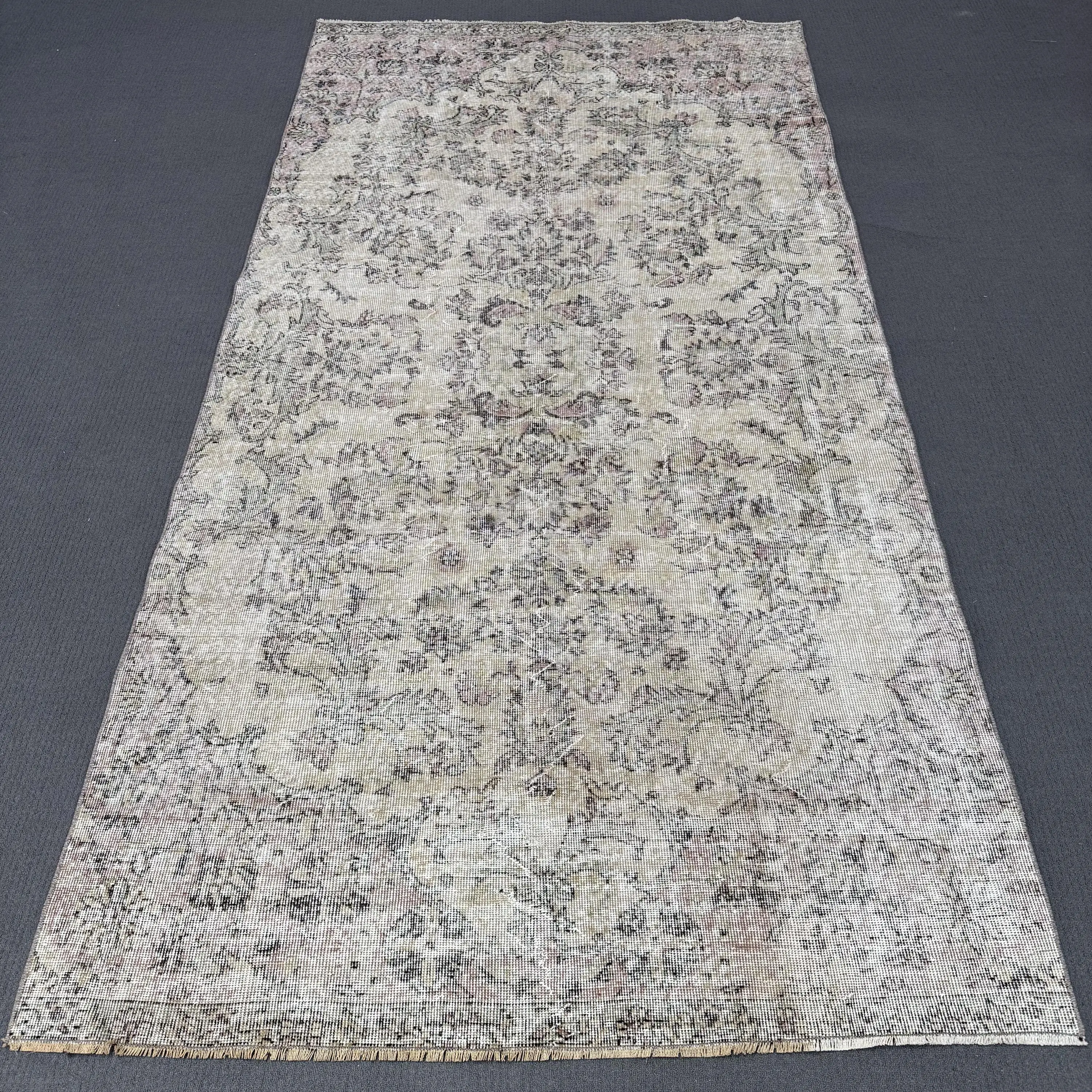 4.9x9.5 ft Turkish Rug, Large Vintage Rug, Gray Ikat Rug - 1