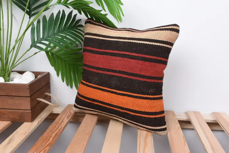 Turkish Pillow, Boho Pillow Sham Cover, Pillow for Sofa, 14x14 Brown Pillow, Bolster Cushion, Yoga Pillow Cover, Pillow Cover, Couch Cushion - 5