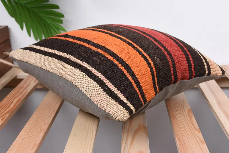Turkish Pillow, Boho Pillow Sham Cover, Pillow for Sofa, 14x14 Brown Pillow, Bolster Cushion, Yoga Pillow Cover, Pillow Cover, Couch Cushion - 6