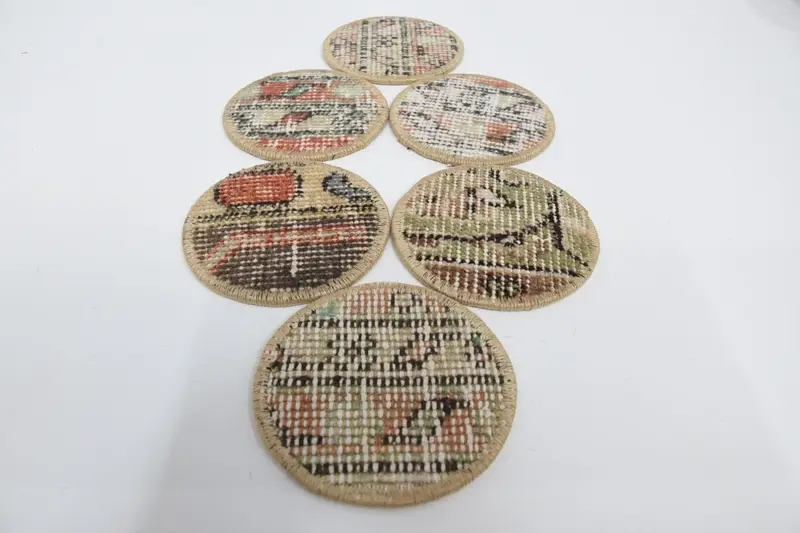 Beige and Red Round Coaster, Durable and Stylish Coaster