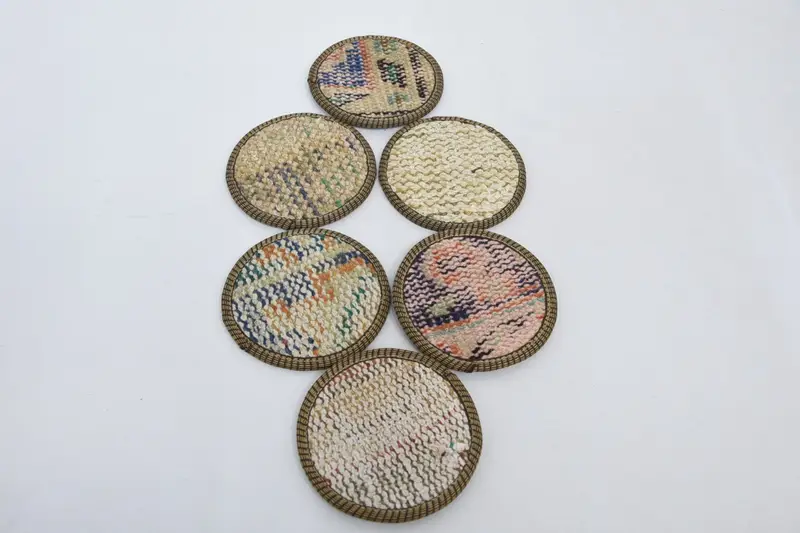 Bohemian Beige & Bronze Round Coasters, Stylish Bohemian Coasters
