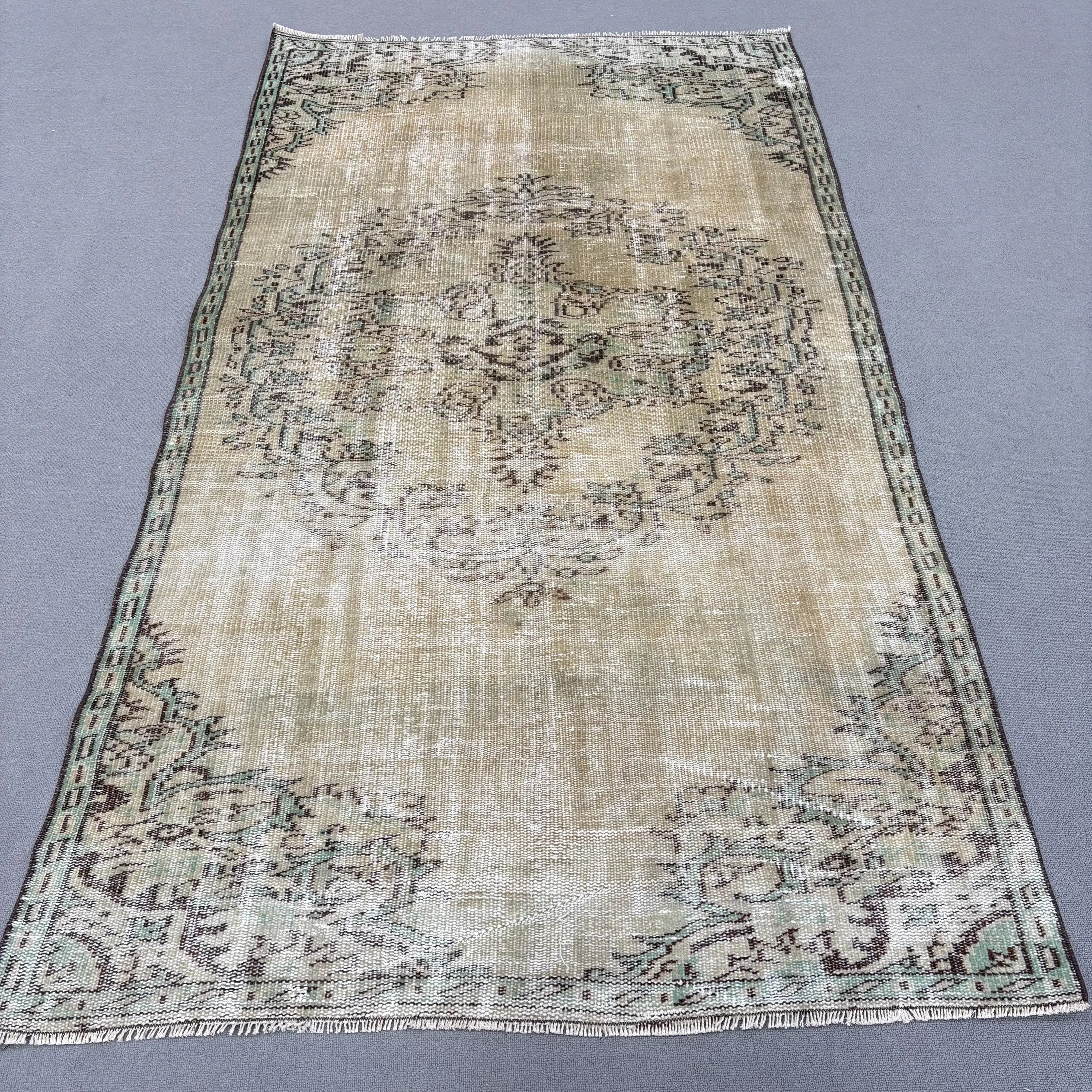 4.2x7.5 ft Rug, Turkish Vintage Rug, Brown Rug - 1