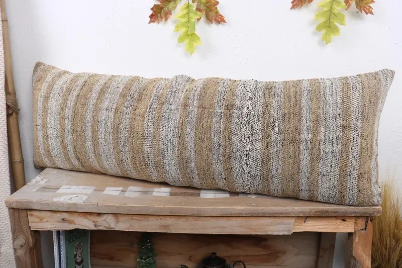 Christmas Pillow Case, Cushion Cover, 12x36 Brown Pillow Sham, Gift Pillow, Vintage Pillow, Anatolian Cushion, Kilim Pillow Cover - 4