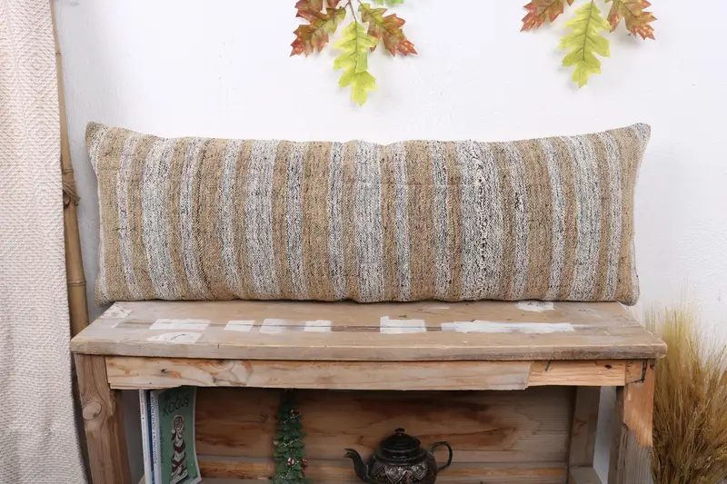 Christmas Pillow Case, Cushion Cover, 12x36 Brown Pillow Sham, Gift Pillow, Vintage Pillow, Anatolian Cushion, Kilim Pillow Cover - 1