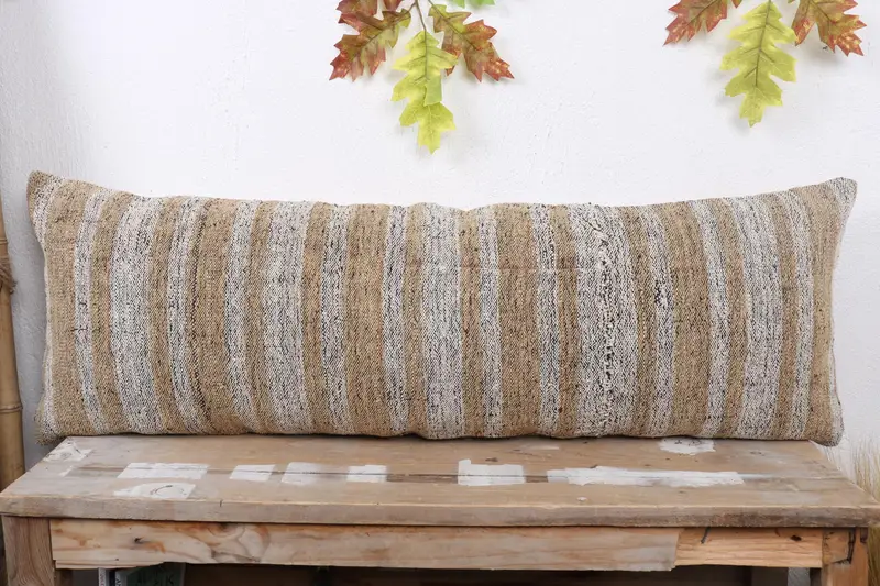 Christmas Pillow Case, Cushion Cover, 12x36 Brown Pillow Sham, Gift Pillow, Vintage Pillow, Anatolian Cushion, Kilim Pillow Cover - 2