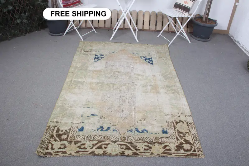 Yeşil Hayvan Baskılı Halı, 4,2x6,3 ft Zarif Dekor