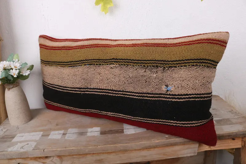 Boho Pillow, Home Decor Pillow, 12x24 Brown Pillow Sham, Vintage Pillow, Pillow Case, Accent Pillow, Vintage Kilim Pillow Cushion Case - 4
