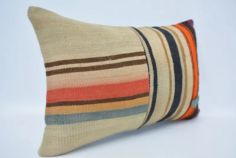 Pillow, Colorful Pillow, Throw Kilim Pillow, Gift Pillow, Square Throw Cushion Cover, Kilim Pillow, 16x24 Beige Cushion Cover - 3