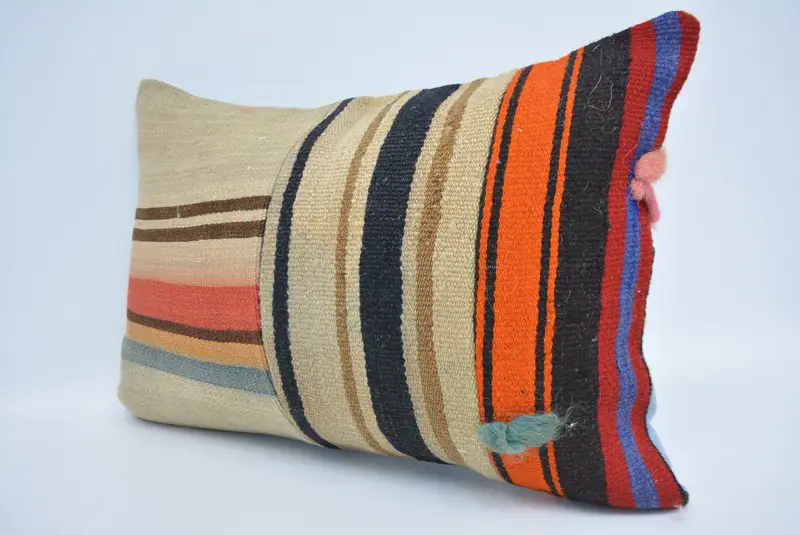 Pillow, Colorful Pillow, Throw Kilim Pillow, Gift Pillow, Square Throw Cushion Cover, Kilim Pillow, 16x24 Beige Cushion Cover - 4