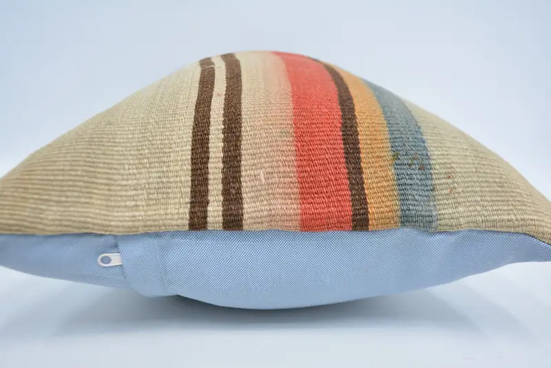 Pillow, Colorful Pillow, Throw Kilim Pillow, Gift Pillow, Square Throw Cushion Cover, Kilim Pillow, 16x24 Beige Cushion Cover - 5