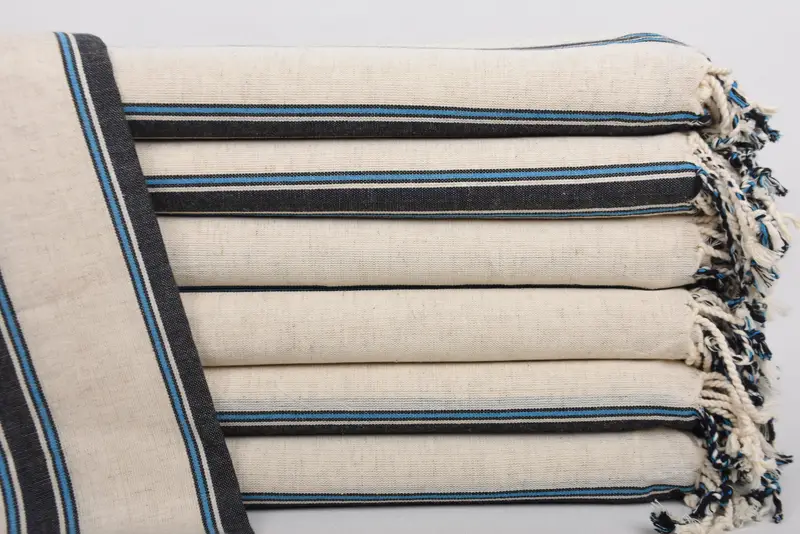 Bridesmaid Gift Towel Turkish Cotton Navy Blue-Turquoise, 38x71 Inches