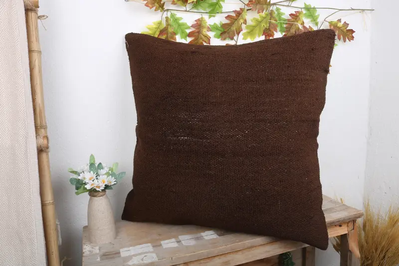 Pillow for Sofa, 24x24 Brown Cushion Cover, Floor Cushion, Cushion Cover, Boho Pillow, Nautical Throw Pillow Cover, Handmade Kilim Cushion - 4