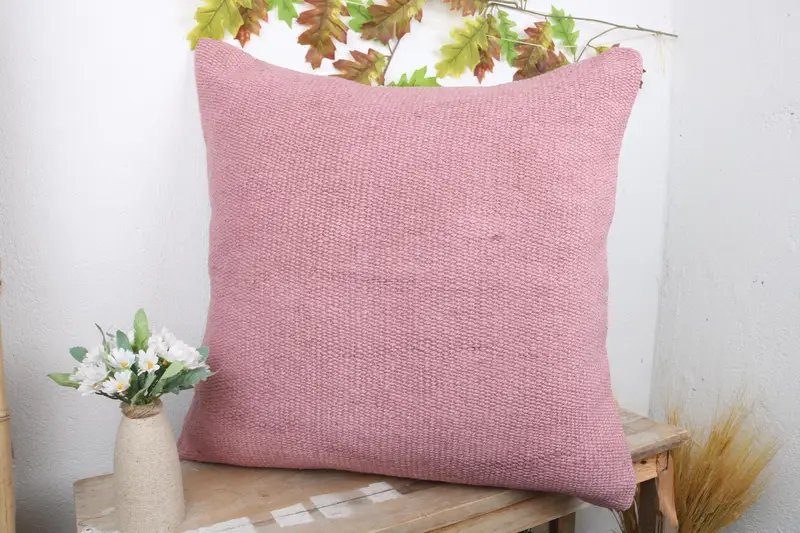Boho Pillow Sham Cover, Gift Pillow, Pillow for Sofa, Pillow Cover, Accent Throw Pillow Case, 24x24 Pink Pillow Case, Seat Pillow Case - 5