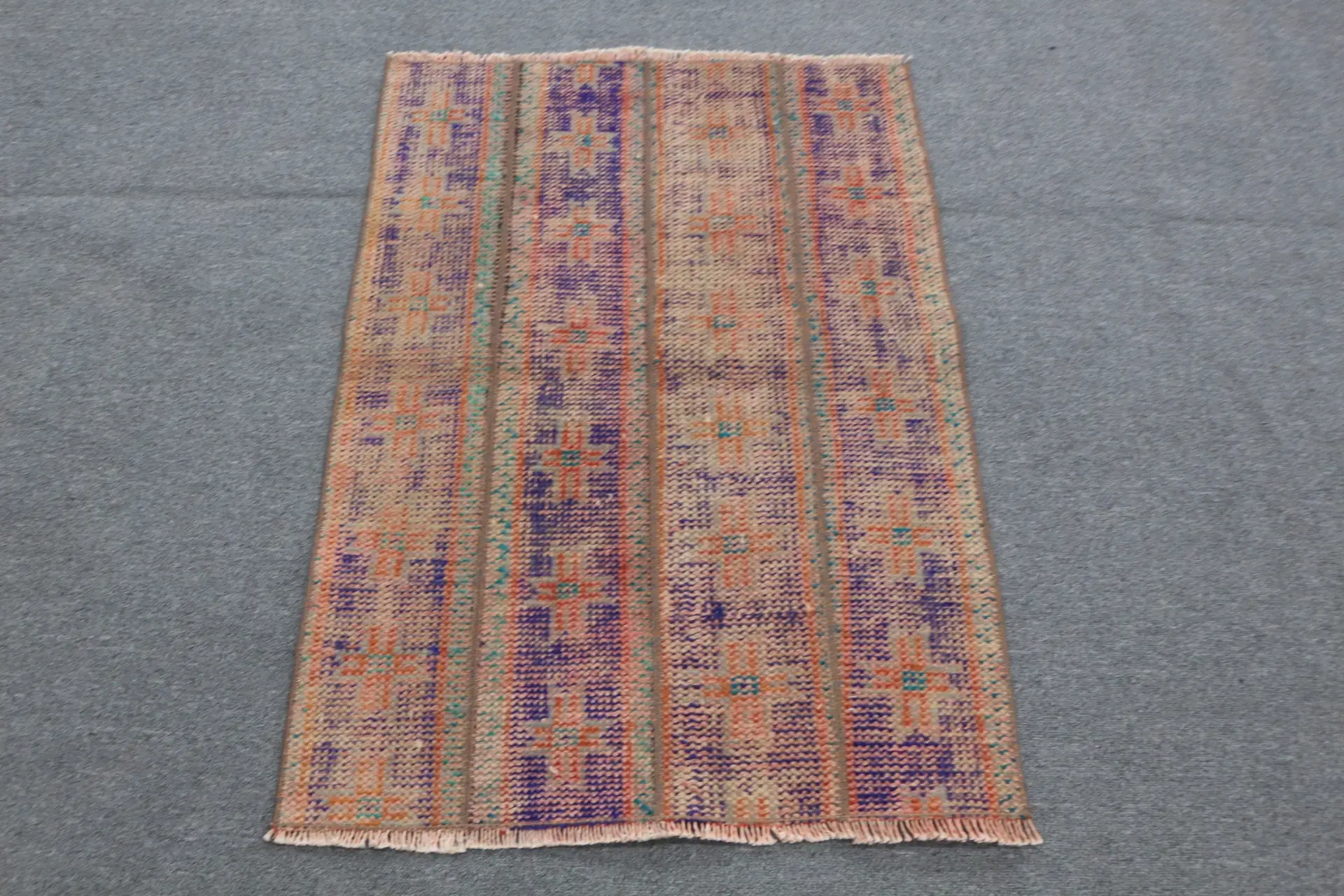 Vintage Small Rug, 2.4x3.4 ft Turkish Rug, Purple Oriental Wool Rug - 1