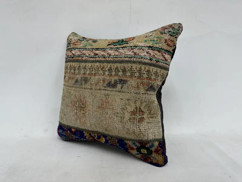 Turkish Kilim Pillow, Anatolian Pillow Case, Cushion Cover, Handmade Throw Cushion, Kilim Pillow Cover, Turkish Pillow, 20x20 Beige Cushion - 4