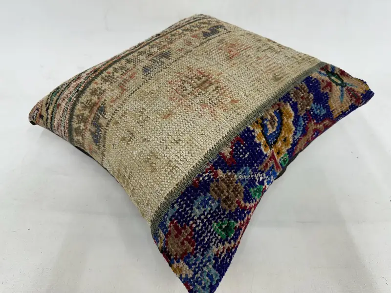 Turkish Kilim Pillow, Anatolian Pillow Case, Cushion Cover, Handmade Throw Cushion, Kilim Pillow Cover, Turkish Pillow, 20x20 Beige Cushion - 6