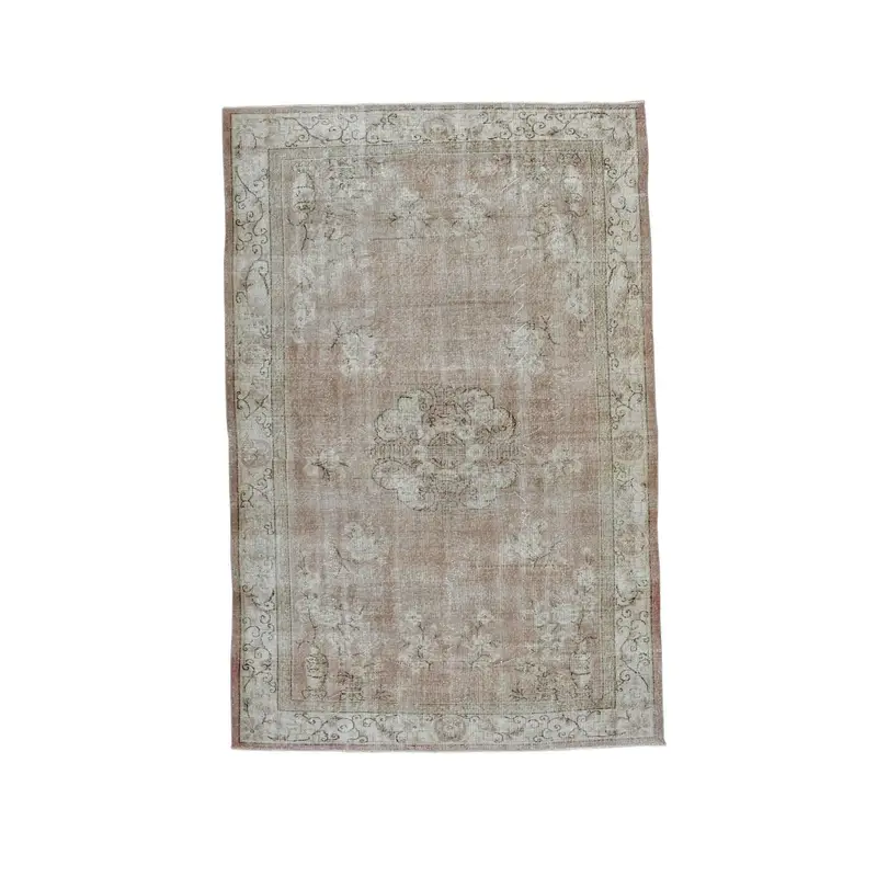 Turkish Rug, 6.9x10.3 ft Oversize Rug, Gray Animal Print Wool Vintage Rug - 1
