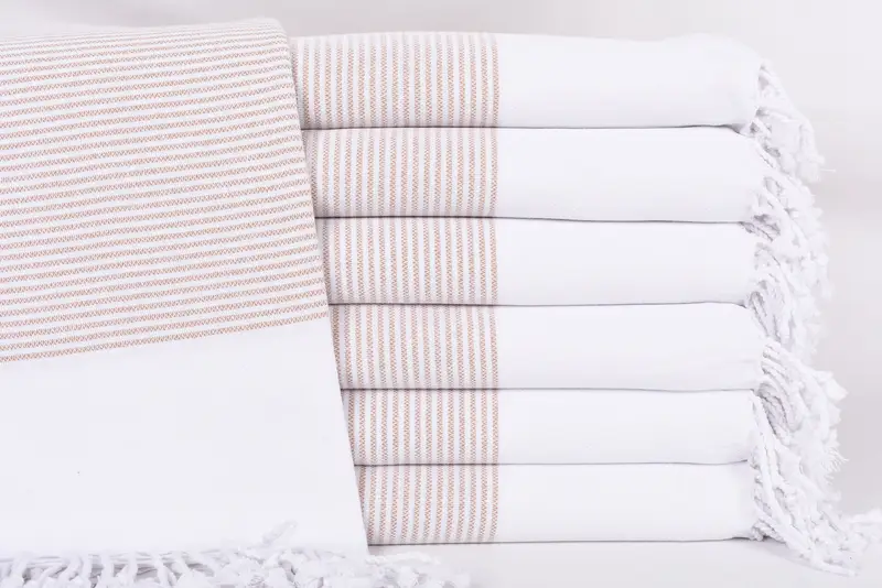 Personalized Beach Towel Turkish Cotton Brown Stripes, 70x36 Inches