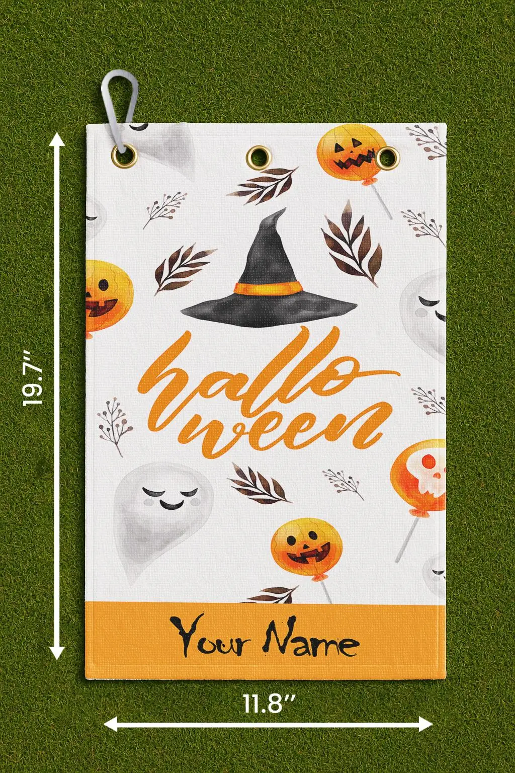 Toalla de algodón personalizada para Halloween, sombrero de bruja y calabaza, 30x50 cm - 1