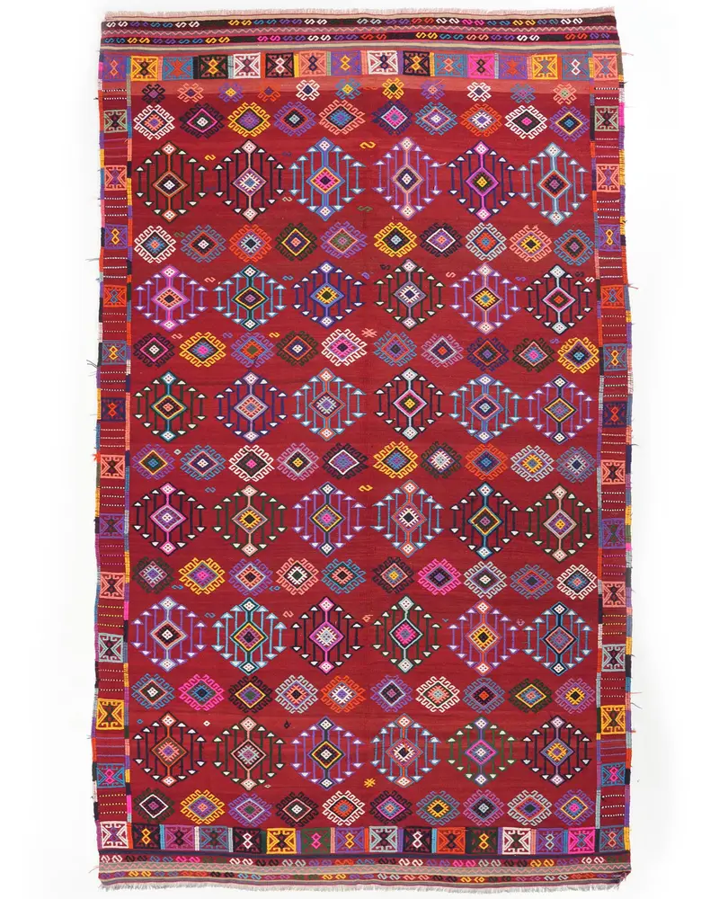 Kırmızı Gökkuşağı Halı, 6x10 ft Şık Modern Dekor