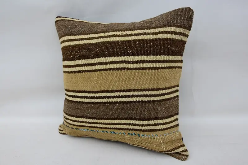 Pillow for Couch, Gift Pillow, Pillow, 14x14 Brown Cushion Case, Handmade Throw Cushion Cover, Bench Pillow Case, Kilim Pillow, Boho Chic Pillow - 3