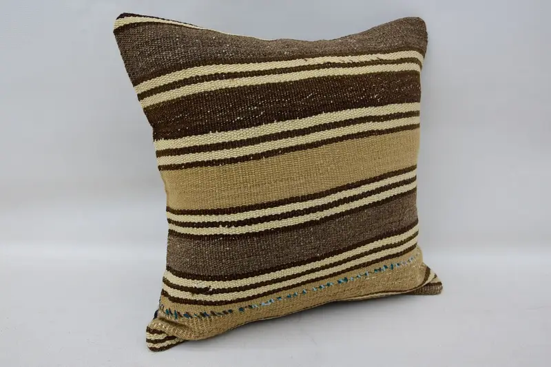Pillow for Couch, Gift Pillow, Pillow, 14x14 Brown Cushion Case, Handmade Throw Cushion Cover, Bench Pillow Case, Kilim Pillow, Boho Chic Pillow - 2