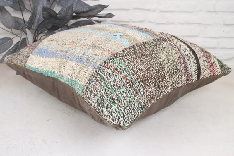 Handmade Rug Seat Pillow, 20x20 Pink Pillow Case, Office Chair Pillow Cover, Boho Pillow, Handmade Kilim Cushion, Cushion Cover, Pillow for Couch - 6