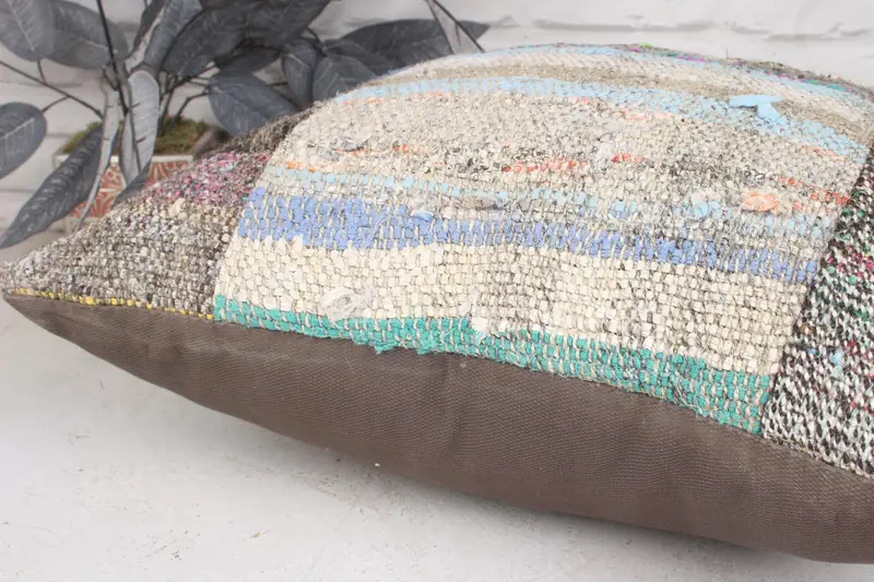 Handmade Rug Seat Pillow, 20x20 Pink Pillow Case, Office Chair Pillow Cover, Boho Pillow, Handmade Kilim Cushion, Cushion Cover, Pillow for Couch - 7