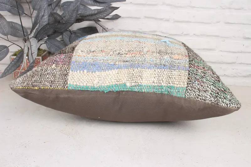 Handmade Rug Seat Pillow, 20x20 Pink Pillow Case, Office Chair Pillow Cover, Boho Pillow, Handmade Kilim Cushion, Cushion Cover, Pillow for Couch - 5