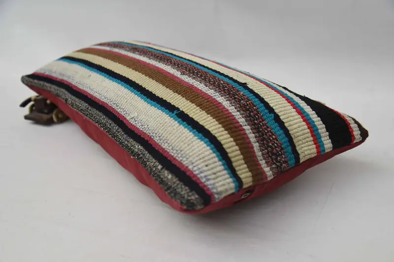 Cushion Case, Sofa Bolster Cushion Cover, Seat Pillow Cover, Kilim Cushion Sham, Pillow for Sofa, 12x24 Blue Pillow Sham, Turkish Kilim Pillow - 6