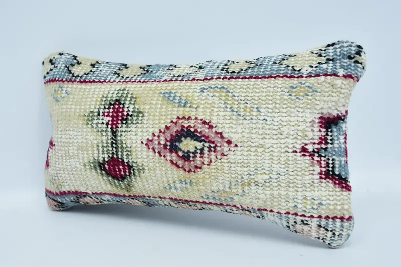 Traditional Cushion Case, Pillow for Sofa, Handmade Kilim Cushion, 8x16 Beige Cushion, Cushion, Turkish Kilim Pillow, Anatolian Pillow Sham - 4