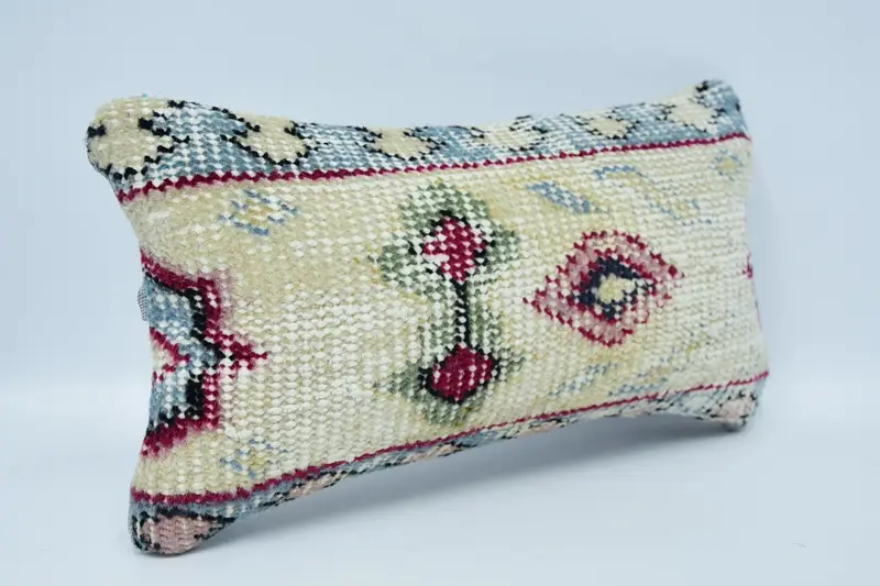 Traditional Cushion Case, Pillow for Sofa, Handmade Kilim Cushion, 8x16 Beige Cushion, Cushion, Turkish Kilim Pillow, Anatolian Pillow Sham - 3