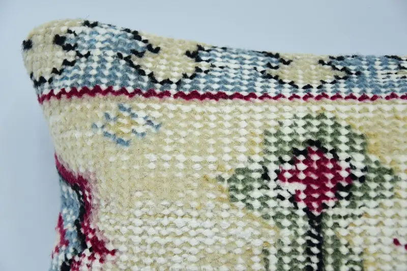 Traditional Cushion Case, Pillow for Sofa, Handmade Kilim Cushion, 8x16 Beige Cushion, Cushion, Turkish Kilim Pillow, Anatolian Pillow Sham - 2
