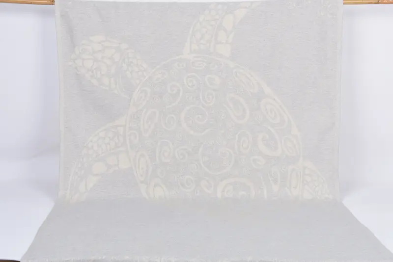 Turkish Beach Towel Handmade Gray Carretta Pattern, 70x40 Inches